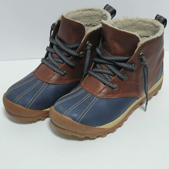 TIMBERLAND Mt Hayes Womens Brown Waterproof Leather Chukka Boots Sz 9 Navy Blue - Picture 7 of 12
